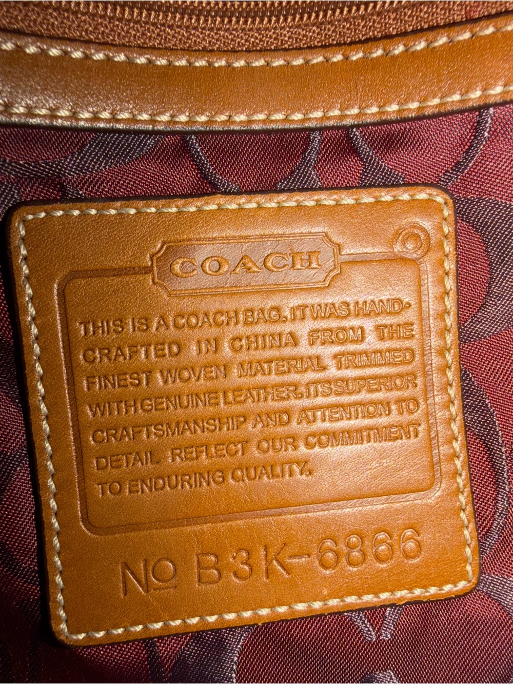 Coach Vintage 2003 Navy Denim Tote with Red & Brown Leather Trim style 6866 - Picture 3 of 16